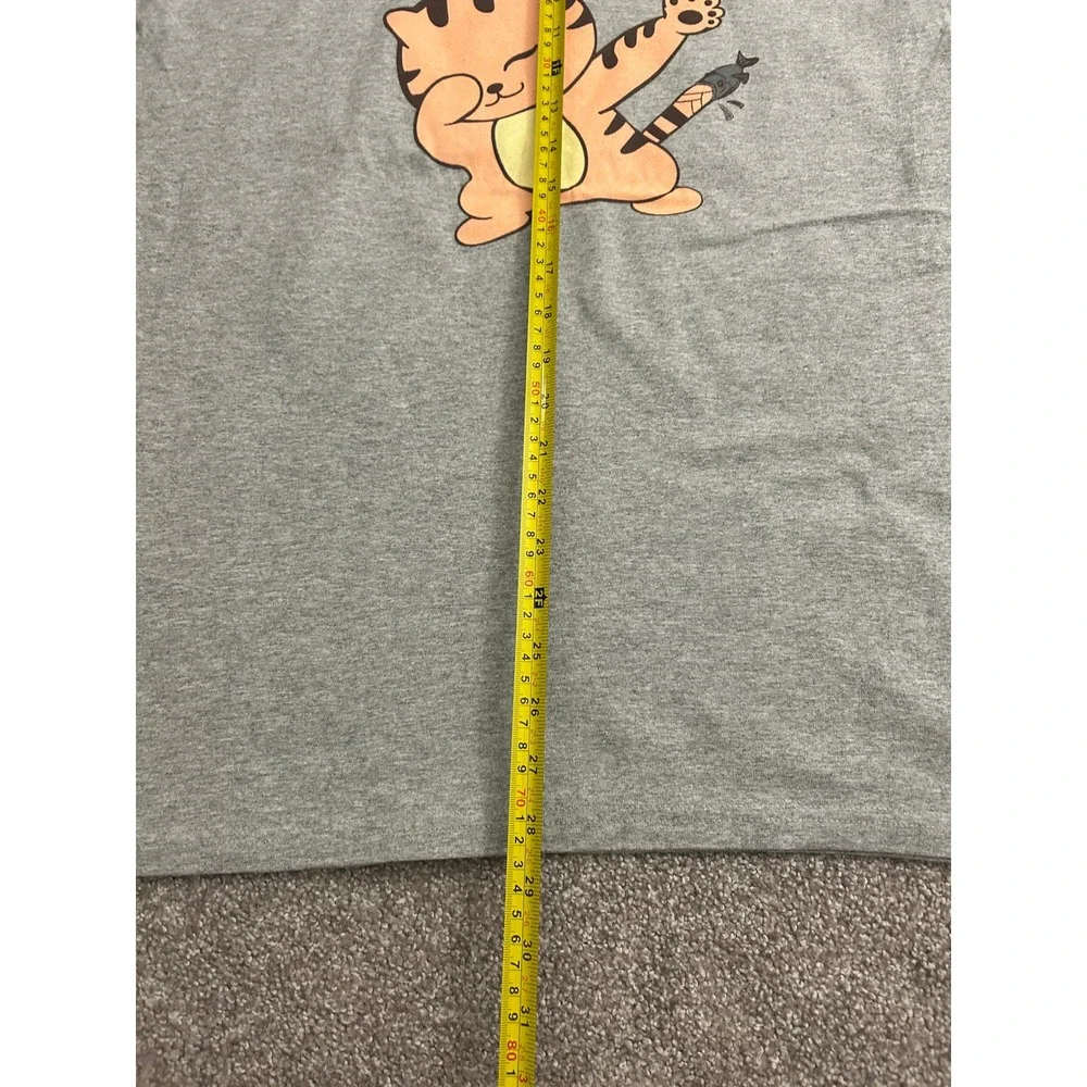 Alstyle Cat Dab Graphic T-Shirt Mens Medium Gray‎ Excellent Short Sleeve Tee